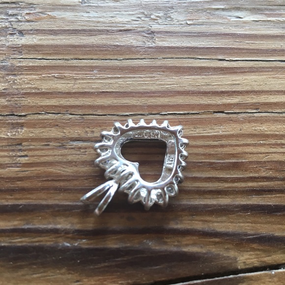 Vintage 925 Sterling silver jjt heart pendant cz - Picture 3 of 4